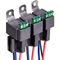 Gebildet 3 Piezas 12V 30A Relé de Fusible con 14AWG Tarea Pesada Arneses- 4 Pin SPST Automóvil Relé con 30A ATC-ATO…